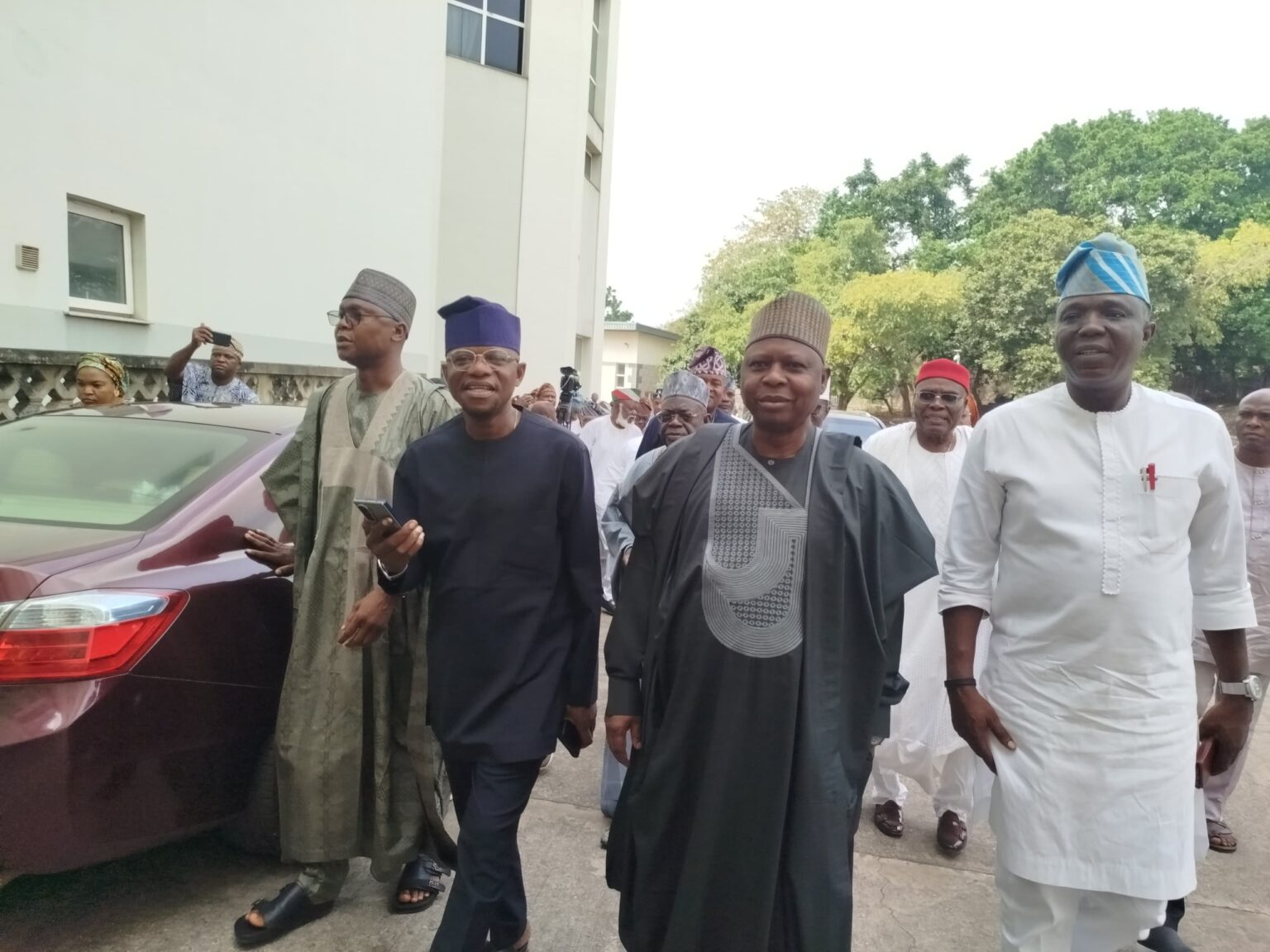 PHOTOS: Turaki, ex-govs, PDP leaders, Obasanjo in closed-door meeting